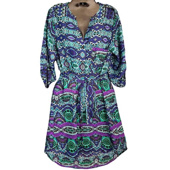 Maeve Dresses & Skirts - Anthropologie Maeve Frequencies‎ Shirt Dress Blue Purple Black Women's X Small